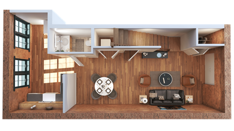 Floor plan for 2 beds, 2 baths, 1066 sqft